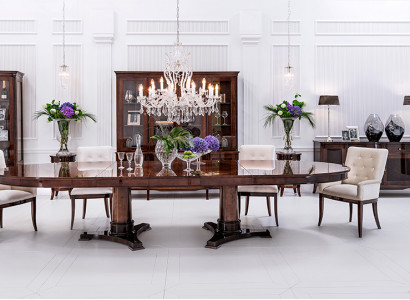 Luxus Wohn Ess Zimmer Set 8 tlg Garnitur Tisch Anrichte Stühle Vitrine